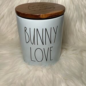 Rae Dunn Bunny Love Ceramic Canister with Wooden Lid